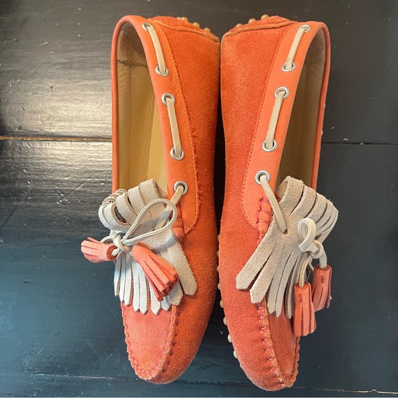 M. Gemi moccasin kiltie driving loafers suede salmon women’s shoes slip on - Picture 3 of 7